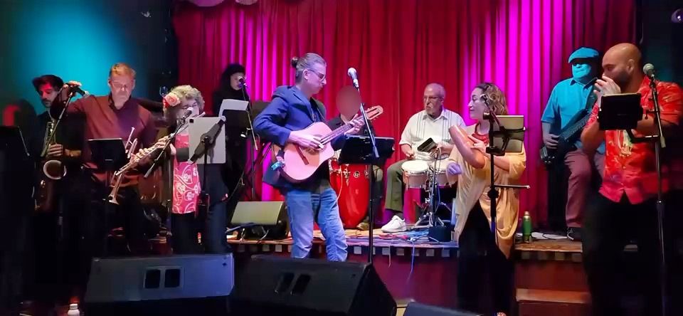Guajirón's full orchestra performing live for a Bay Area audience