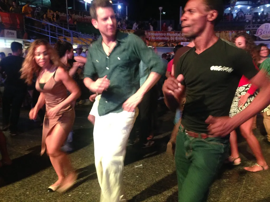 Michael and fellow dancers on a crowded dance floor