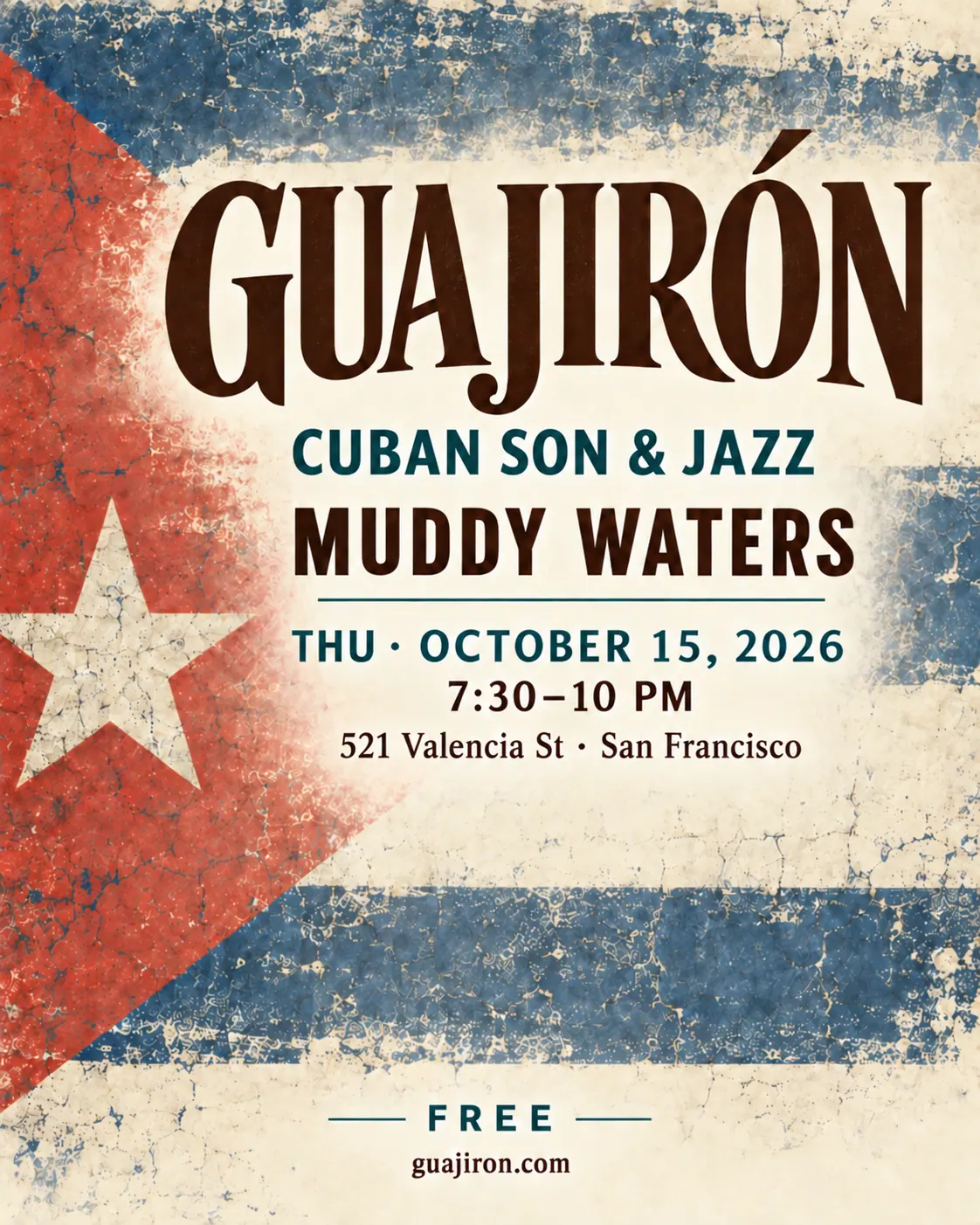 Muddys Cuban Jazz event flyer